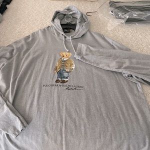 Polo Ralph Lauren T-shirt Hoodie with polo bear Gray in color